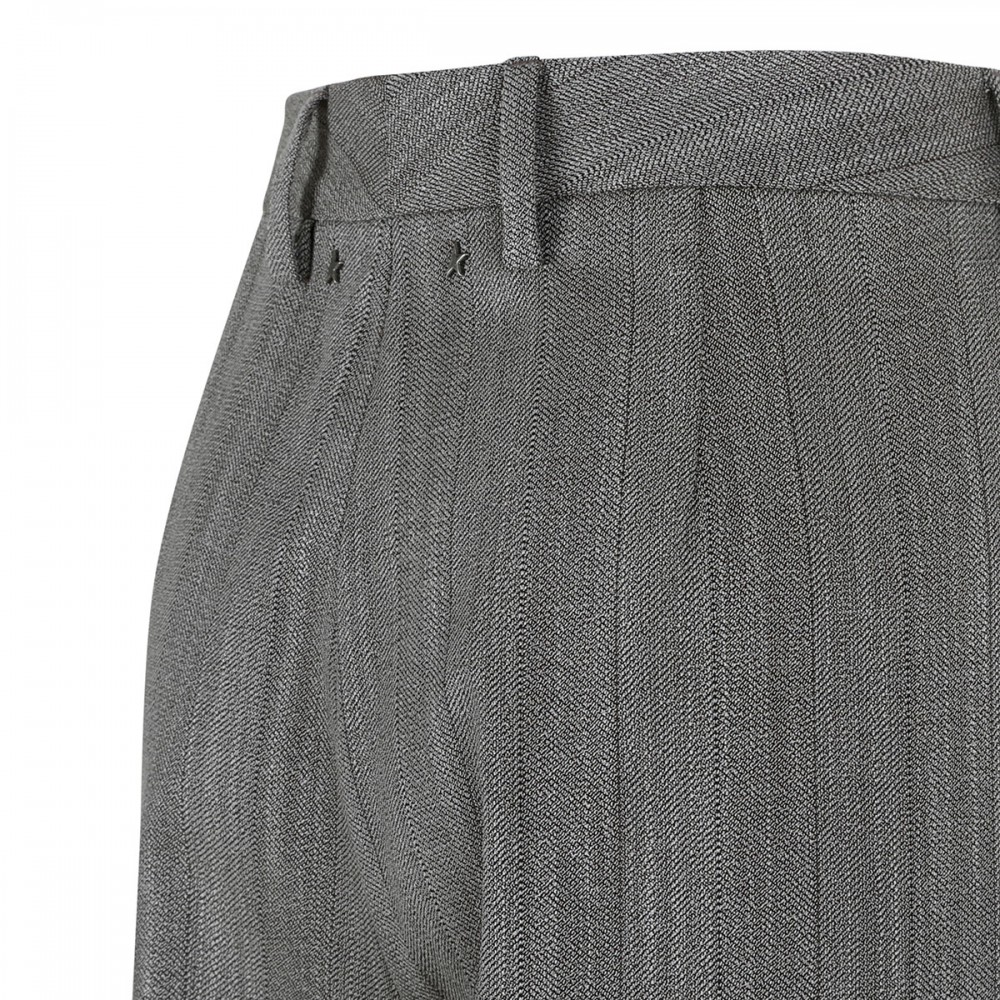 Gray pinstripe wool blend pants