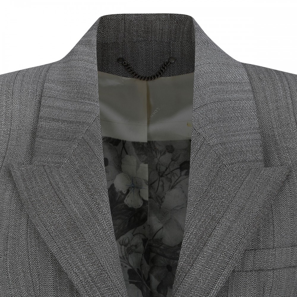 Gray pinstripe wool blend blazer