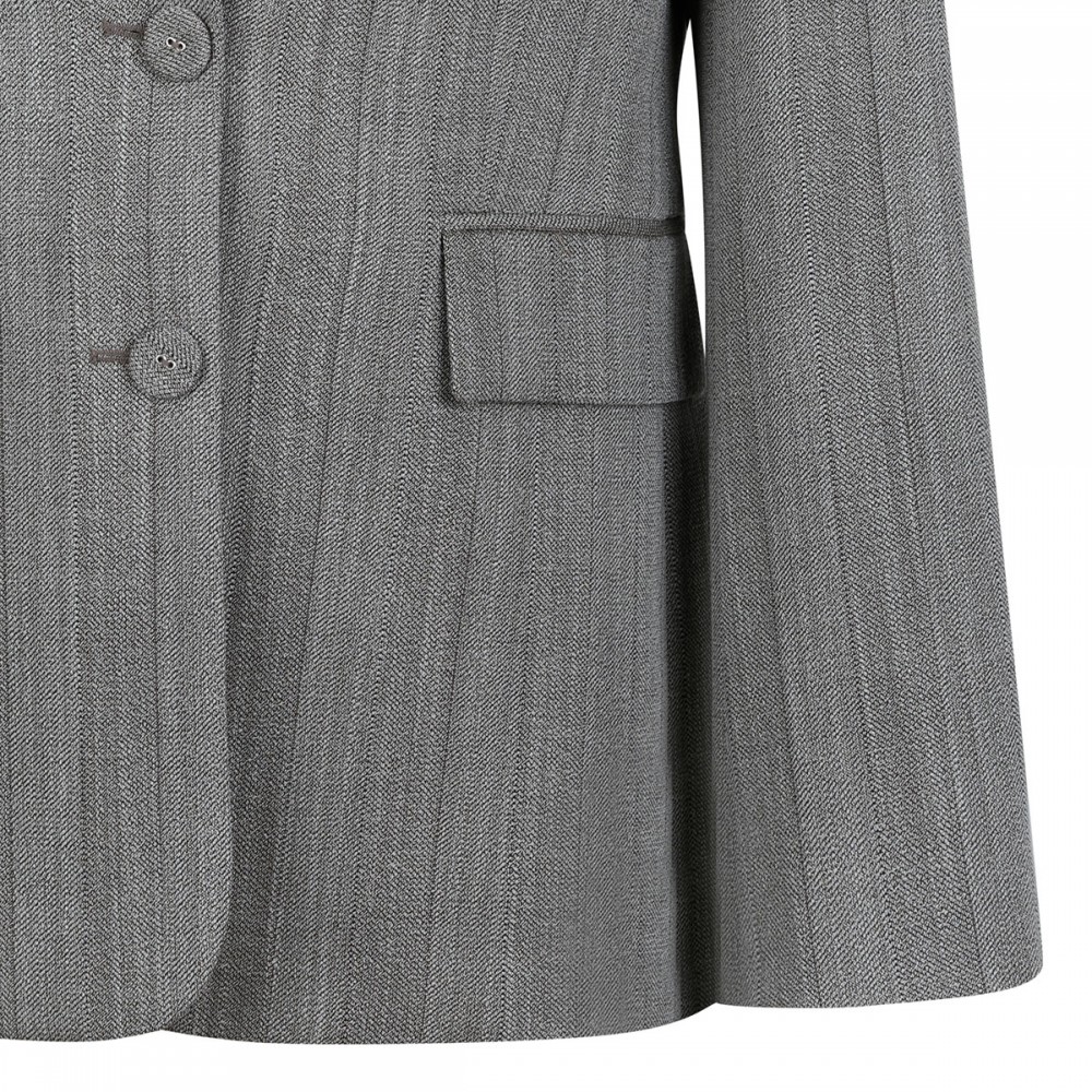Gray pinstripe wool blend blazer