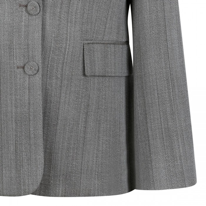 Gray pinstripe wool blend blazer