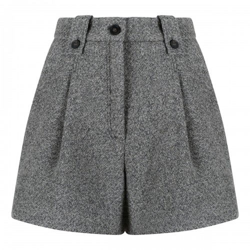 Gray melange wool shorts