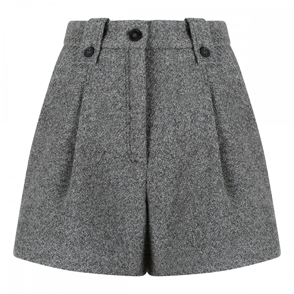 Gray melange wool shorts