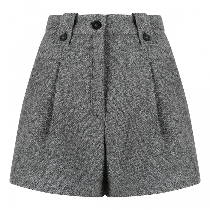 Gray melange wool shorts