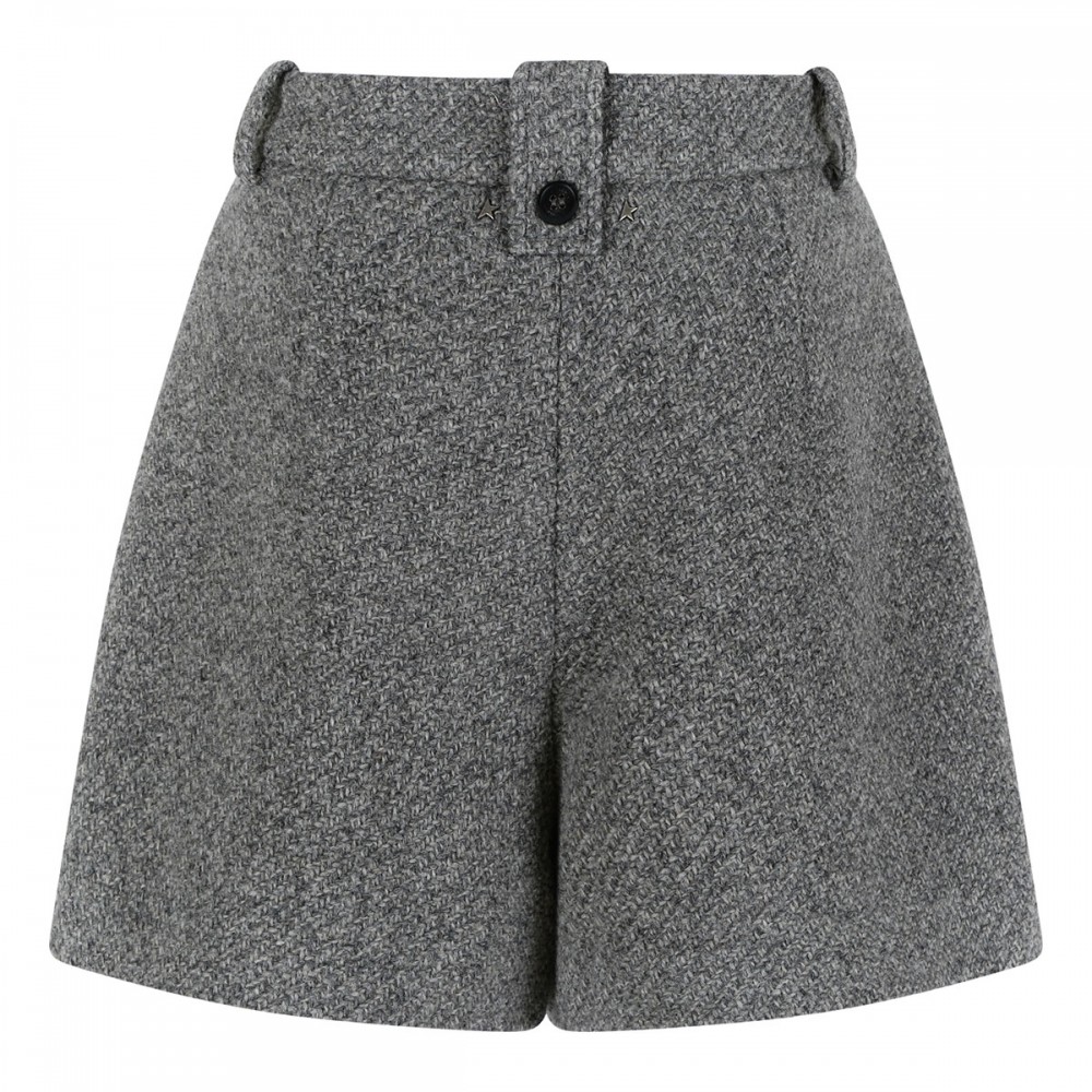 Gray melange wool shorts
