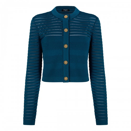 Striped knit viscose cardigan
