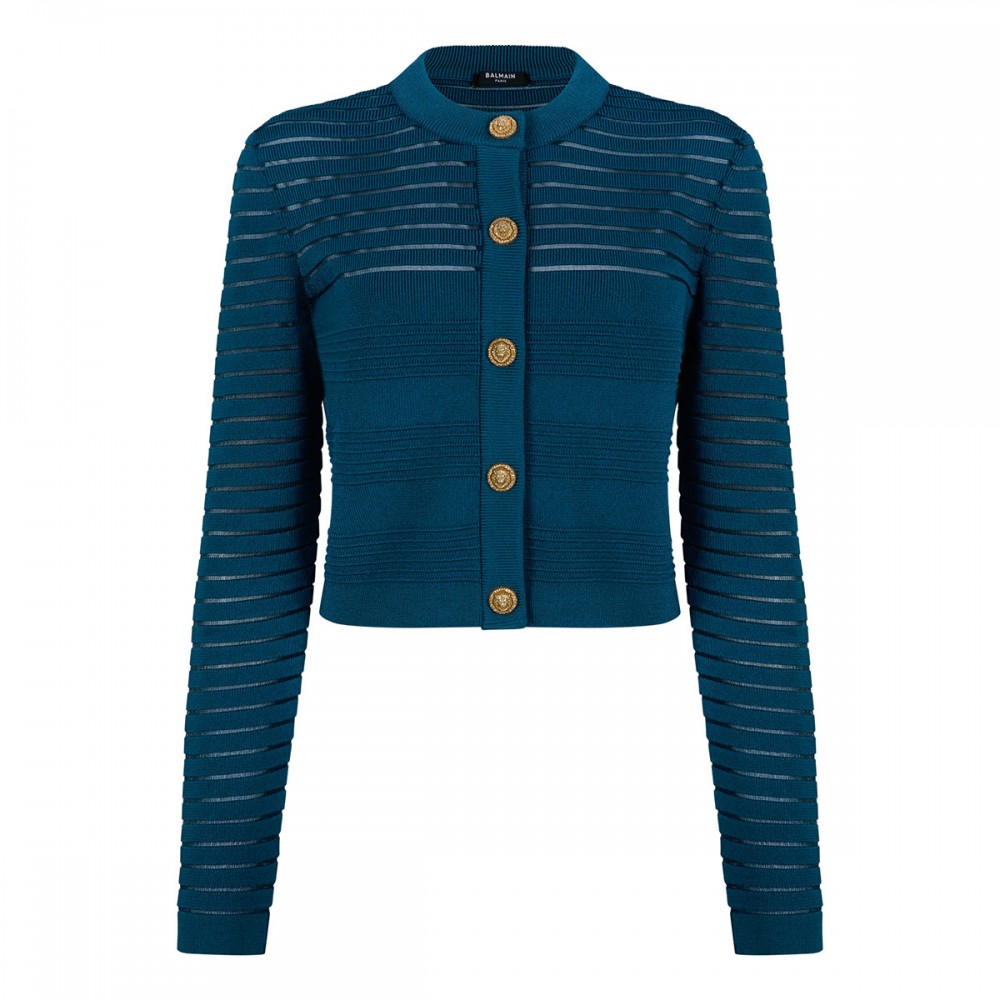 Striped knit viscose cardigan