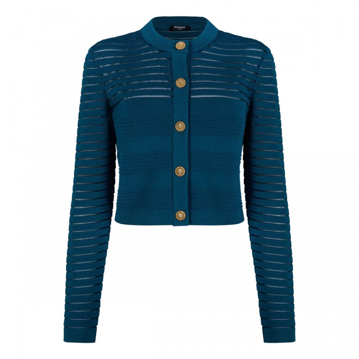 Striped knit viscose cardigan