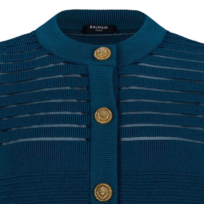 Striped knit viscose cardigan
