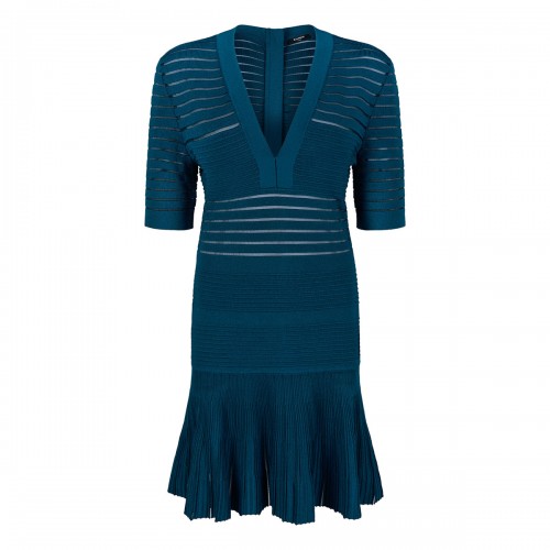 V-neck knit mini dress