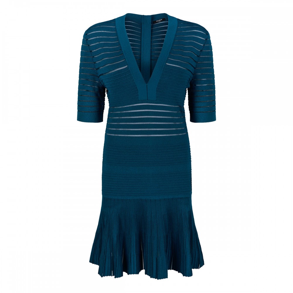 V-neck knit mini dress