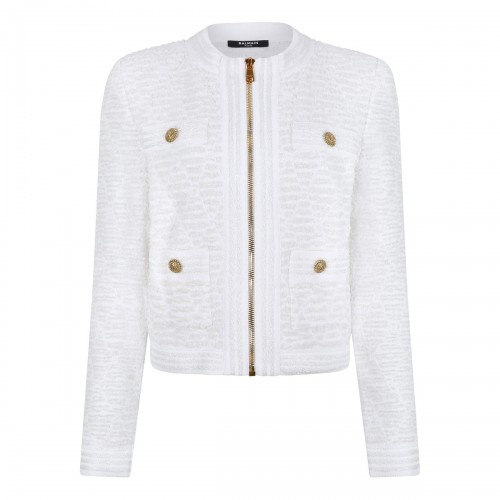 White fluffy tweed cardigan