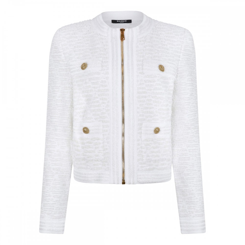White fluffy tweed cardigan