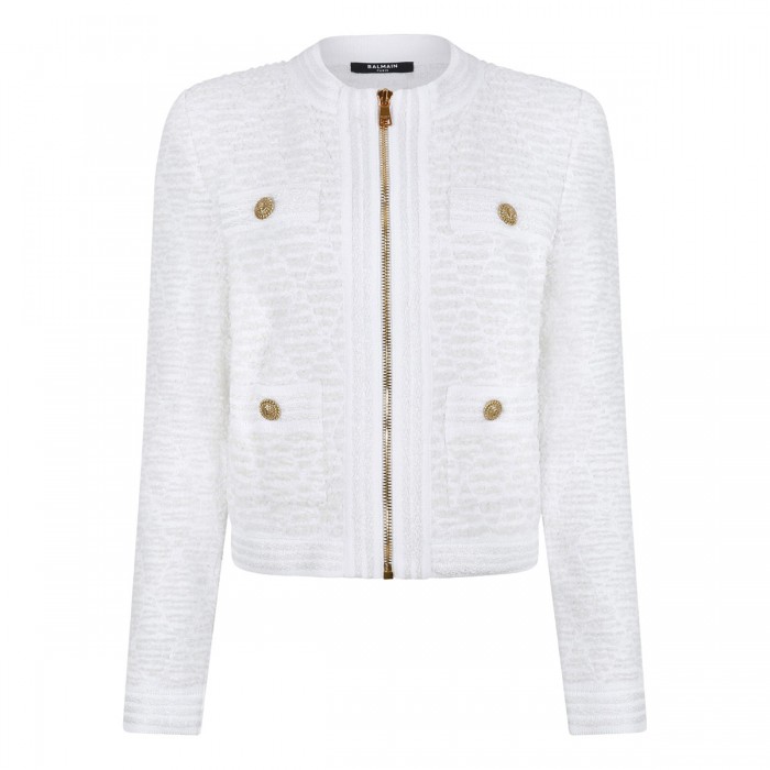 White fluffy tweed cardigan
