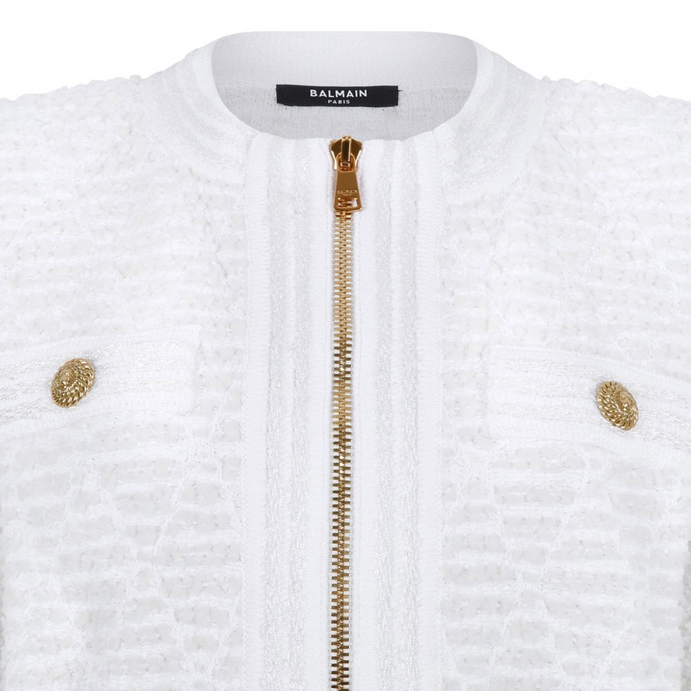 White fluffy tweed cardigan