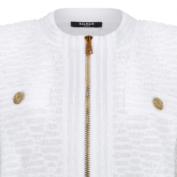White fluffy tweed cardigan