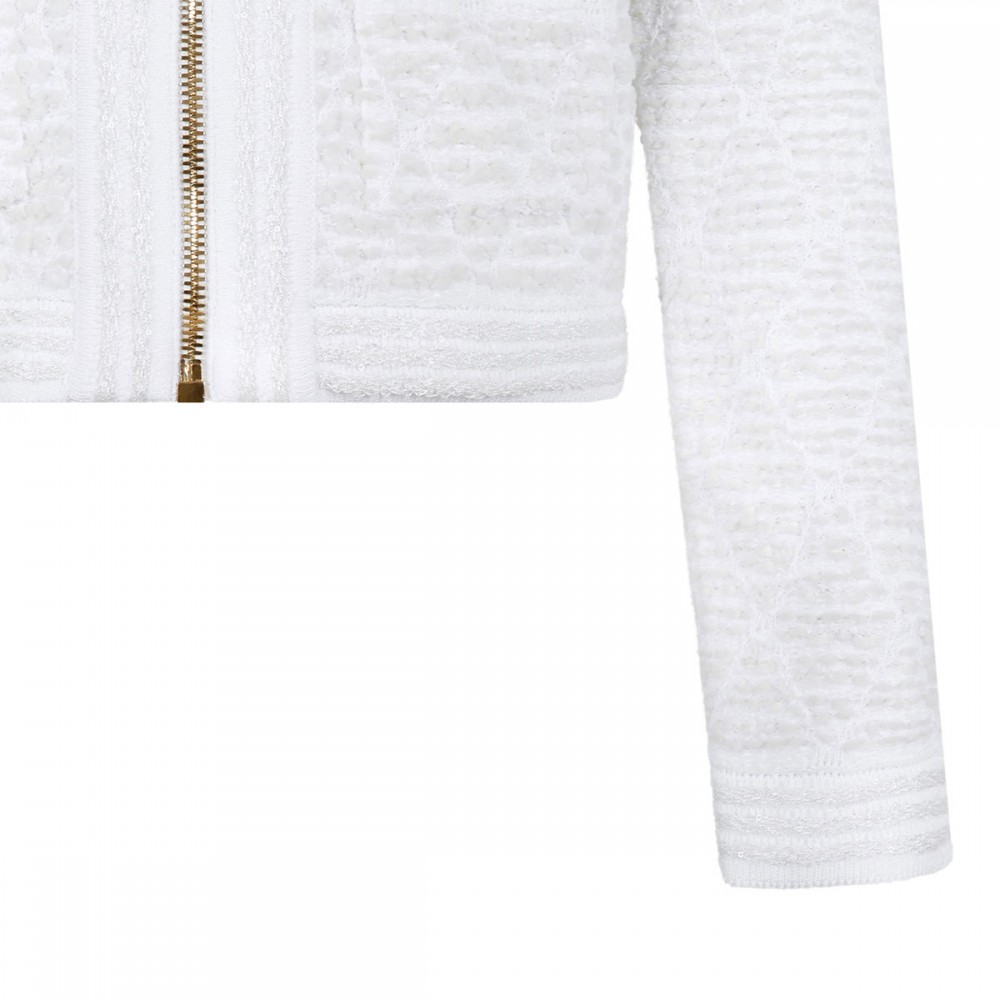 White fluffy tweed cardigan