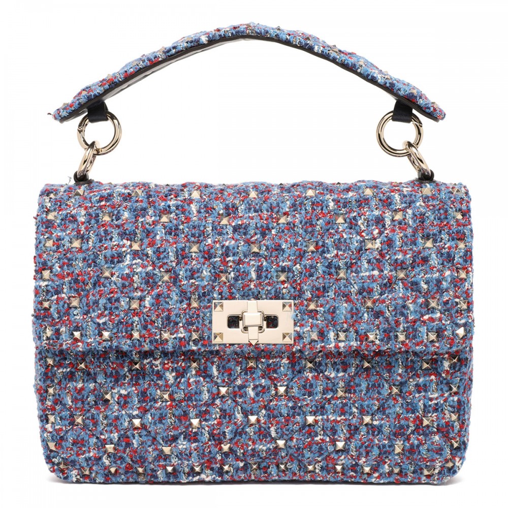 Rockstud Spike tweed medium bag