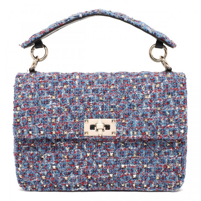 Rockstud Spike tweed medium bag