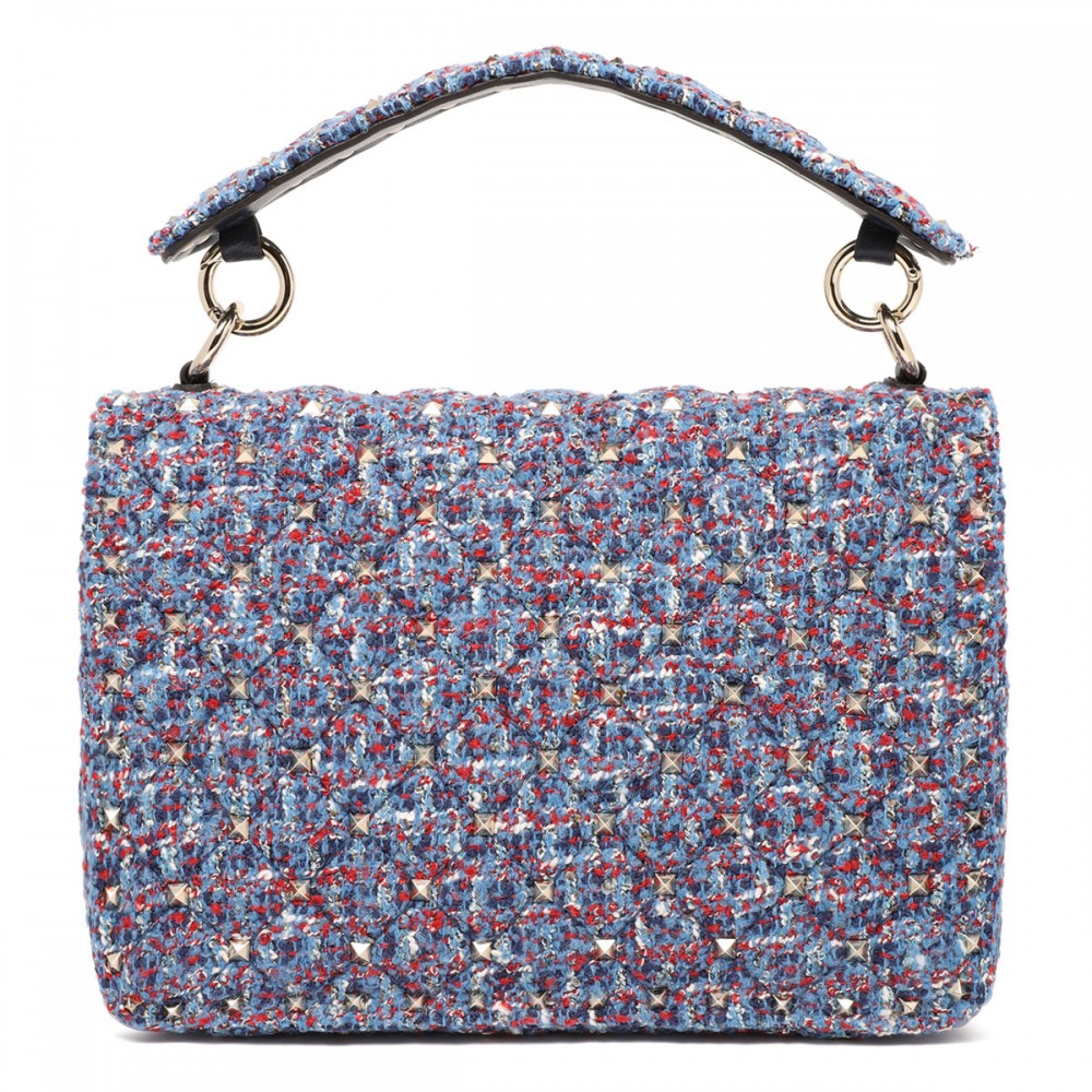 Rockstud Spike tweed medium bag