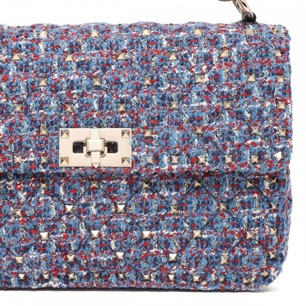 Rockstud Spike tweed medium bag