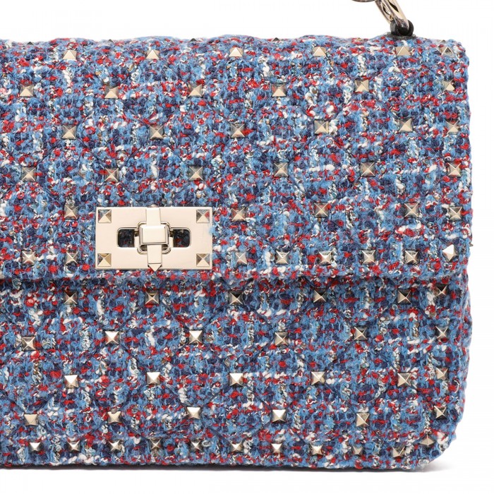 Rockstud Spike tweed medium bag