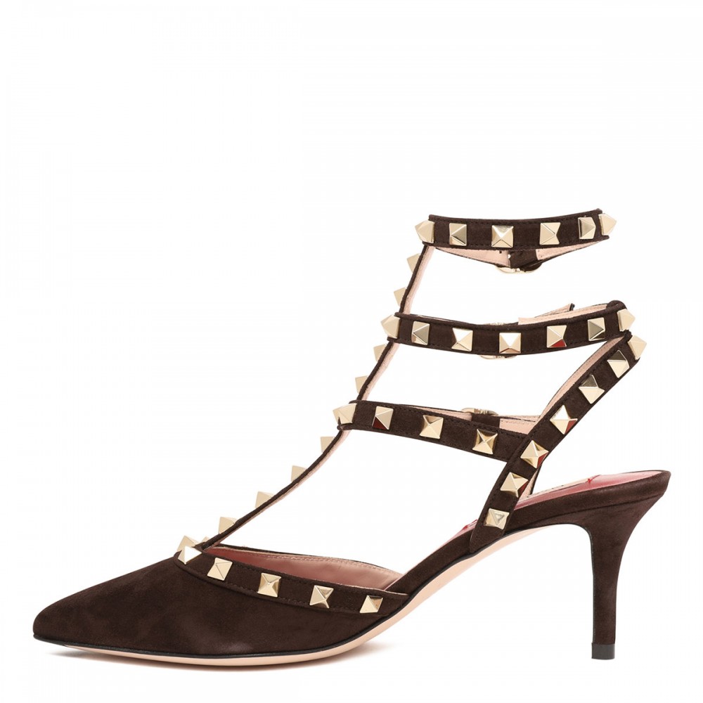 Rockstud ankle strap pumps