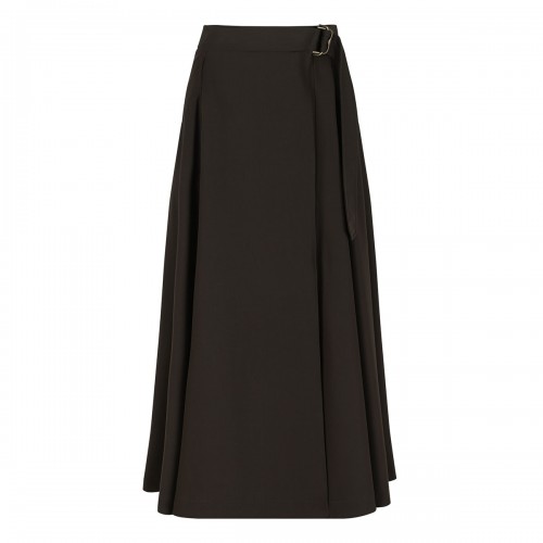 Wool twill midi skirt