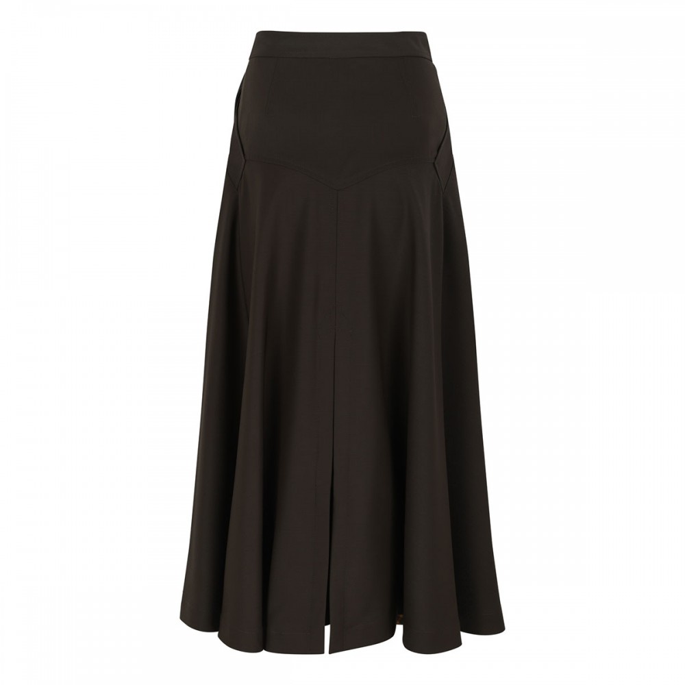 Wool twill midi skirt