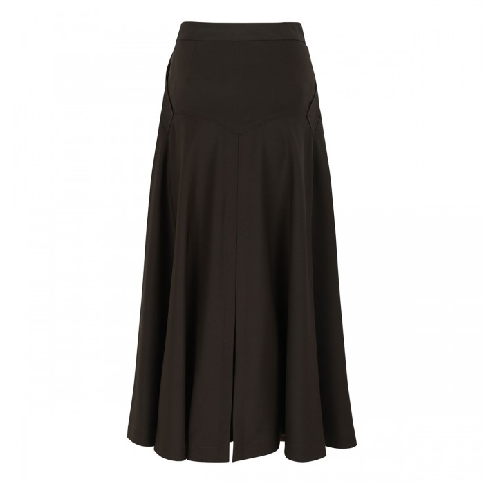 Wool twill midi skirt