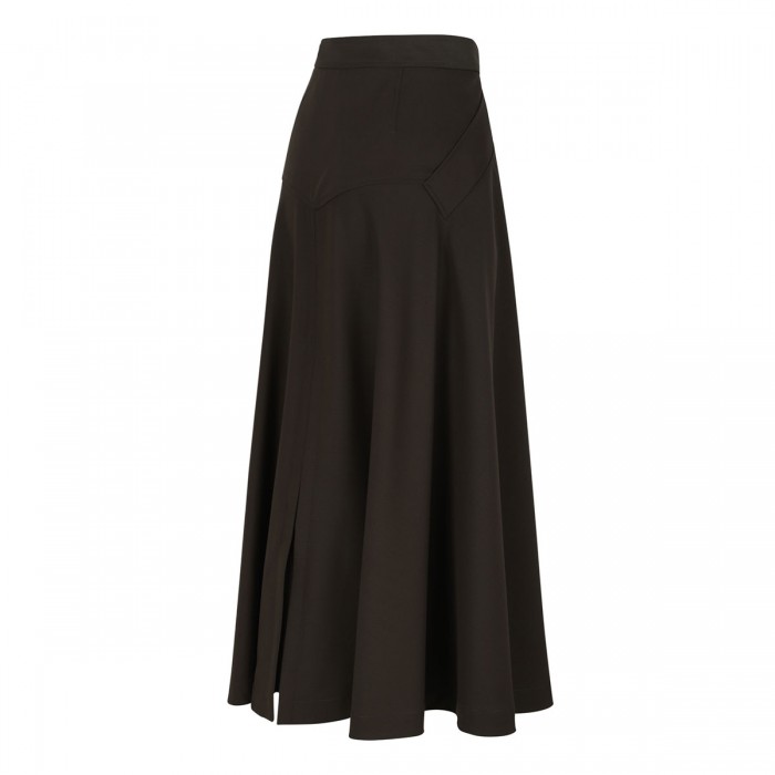Wool twill midi skirt