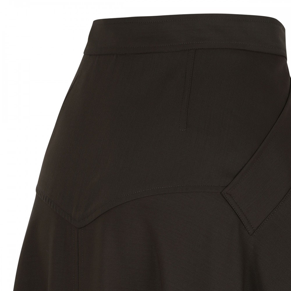 Wool twill midi skirt