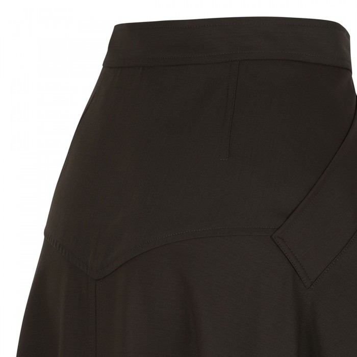 Wool twill midi skirt