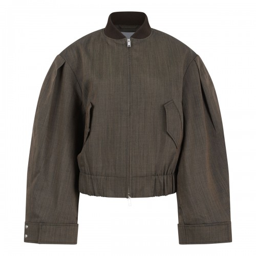 Brown wool melange bomber