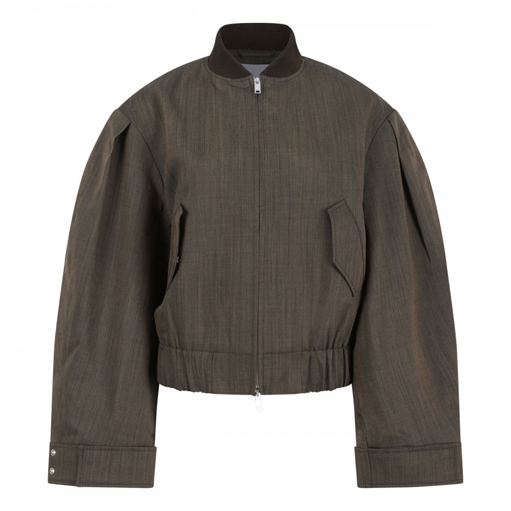 Brown wool melange bomber