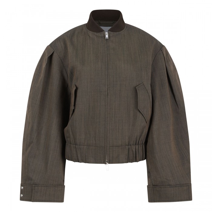 Brown wool melange bomber
