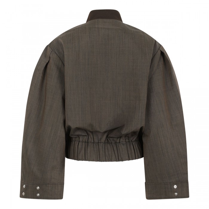 Brown wool melange bomber