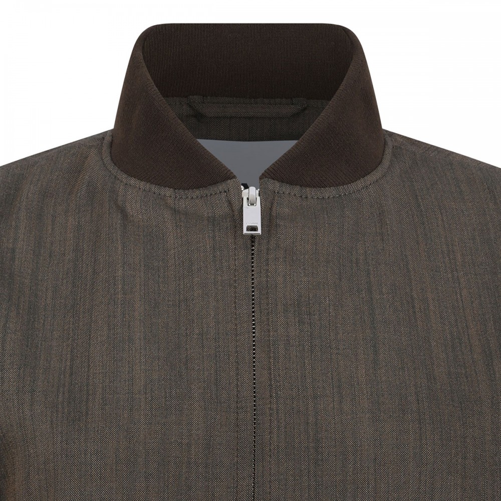 Brown wool melange bomber