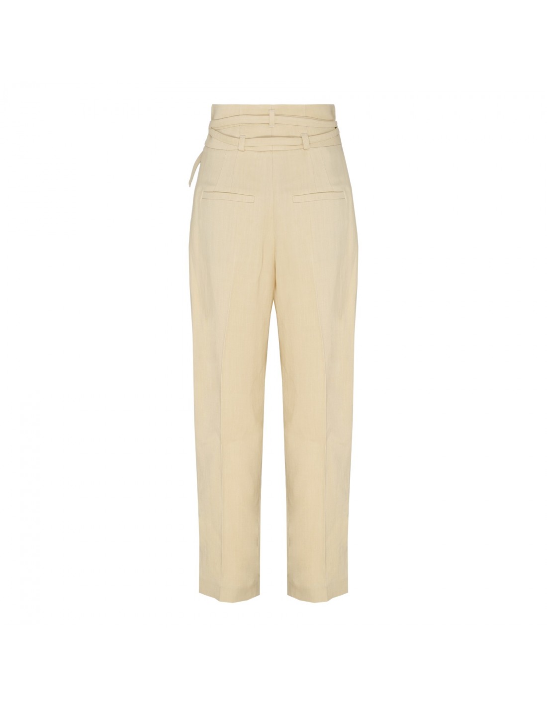 Taupe viscose and linen blend pants