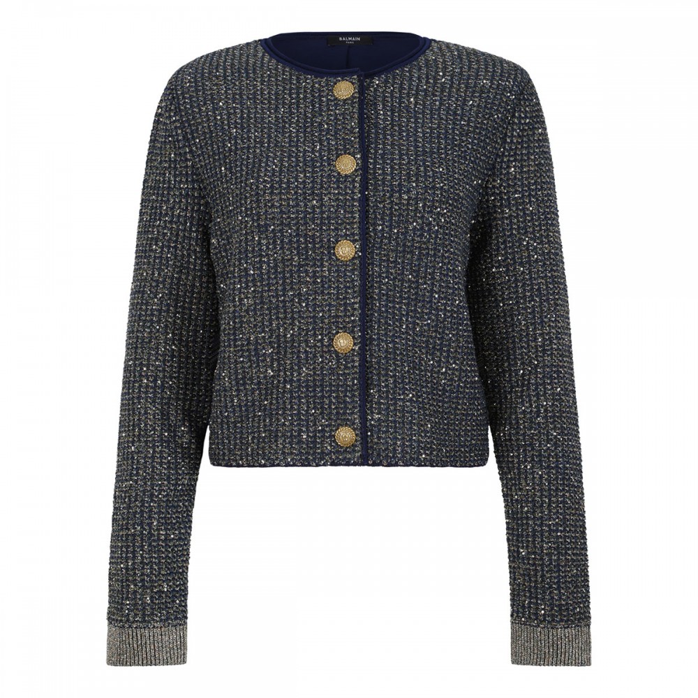 Glittered tweed cardigan