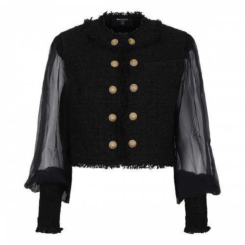 Tweed and muslin jacket