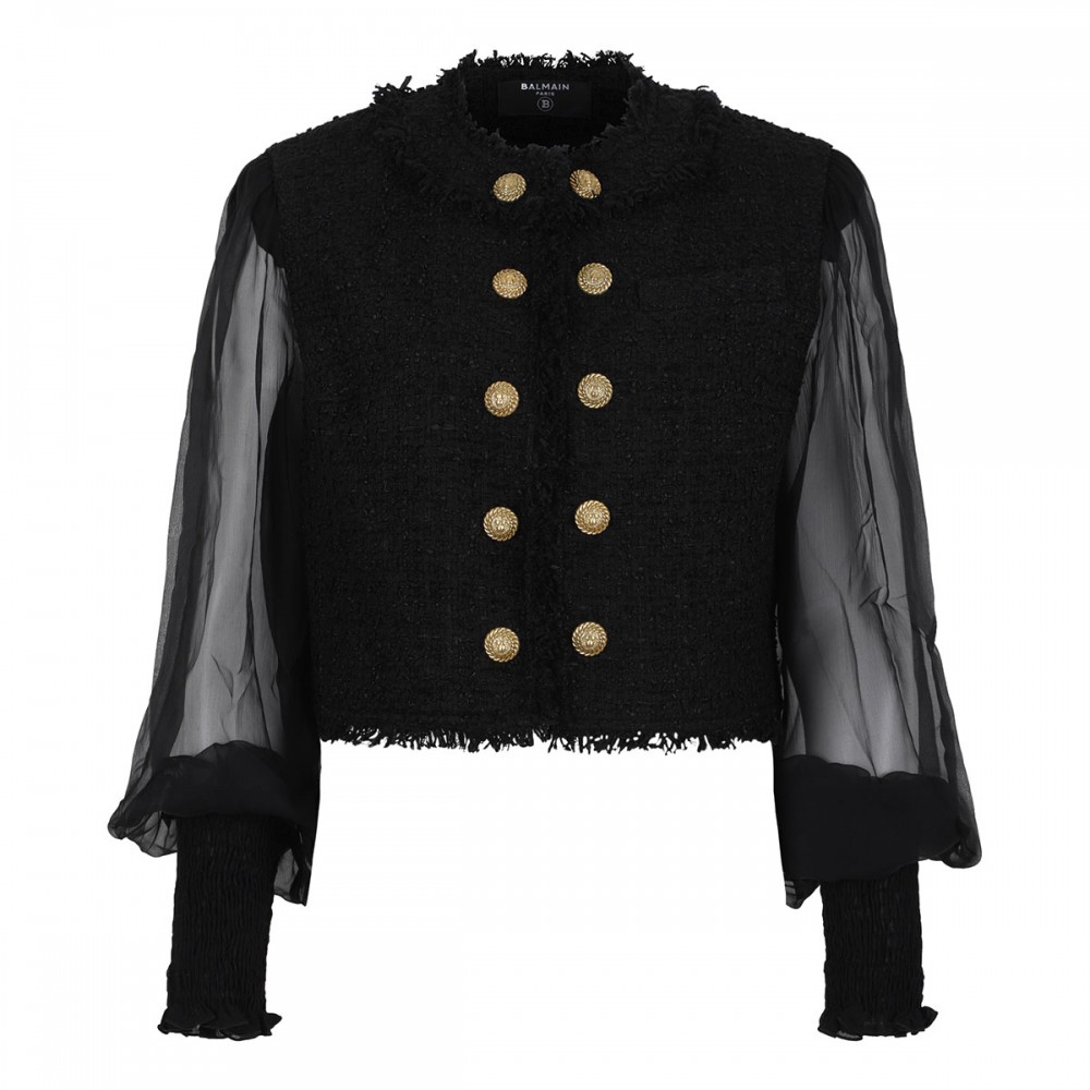 Tweed and muslin jacket