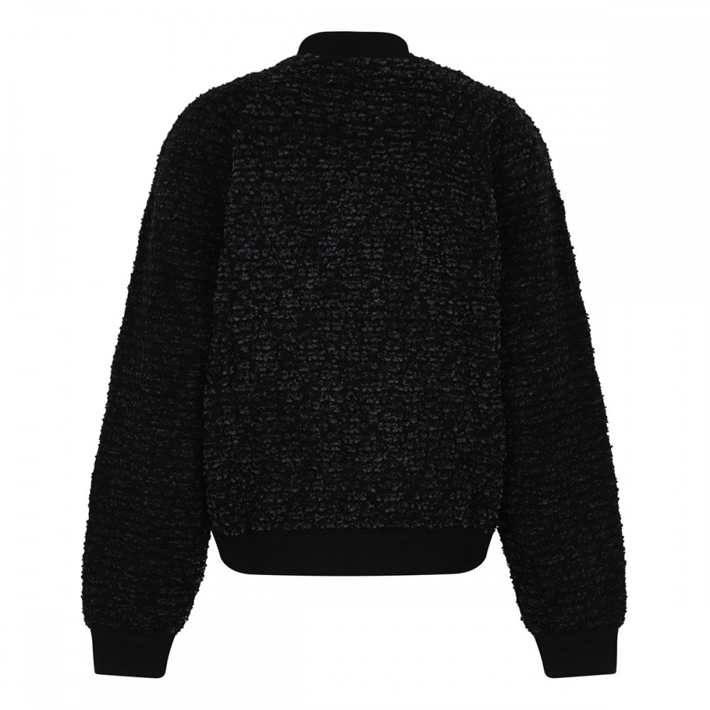 Quilted fluffy tweed bomber