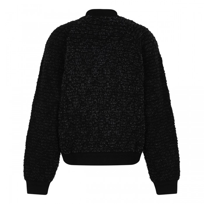 Quilted fluffy tweed bomber