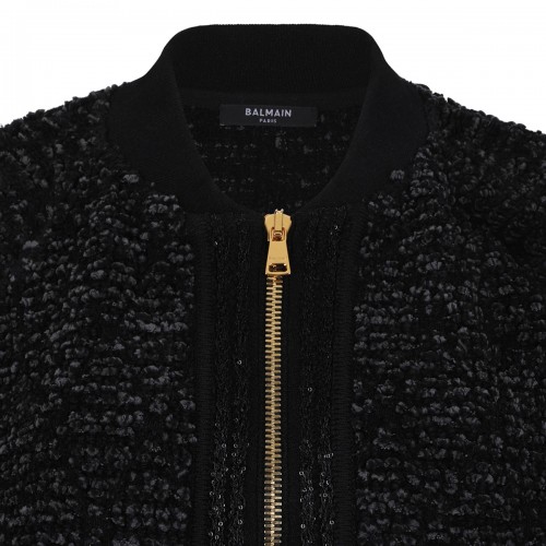 Quilted fluffy tweed bomber 2