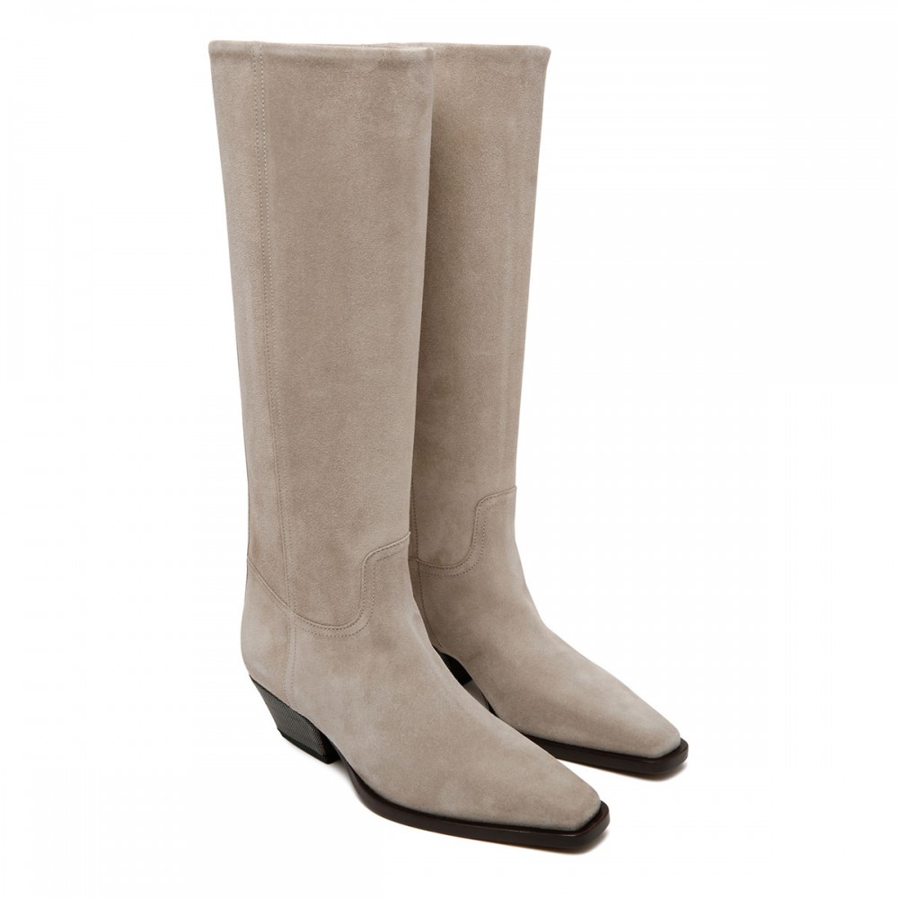 Suede boots with monili