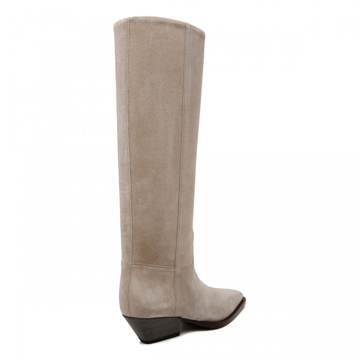 Suede boots with monili