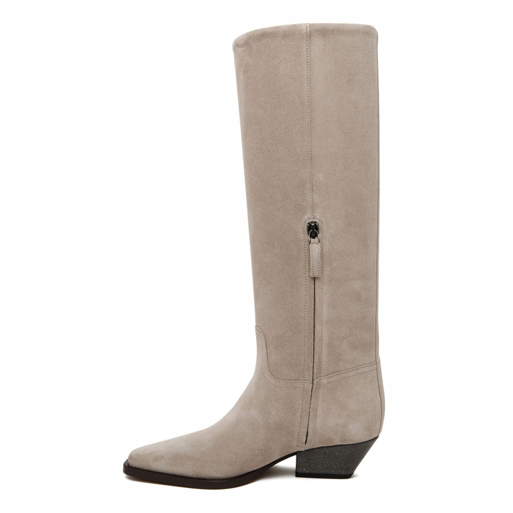 Suede boots with monili
