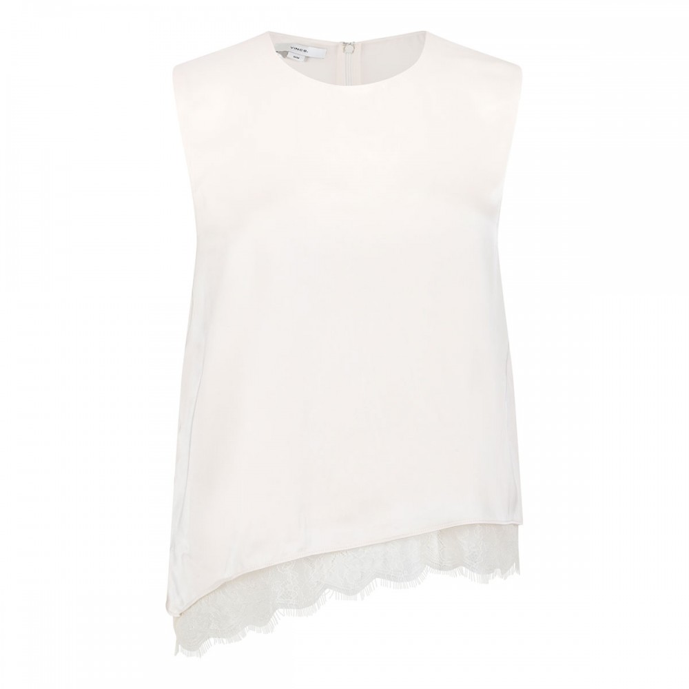 Asymmetric satin lace top