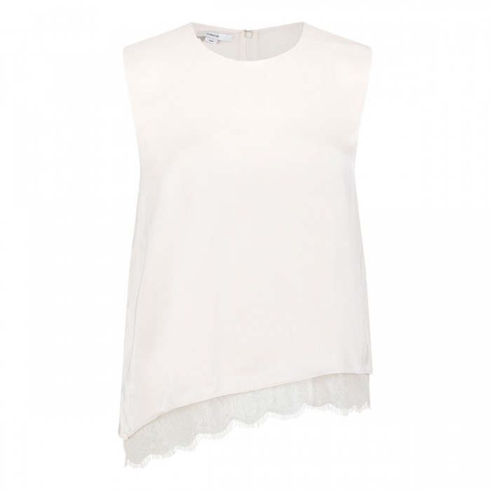 Asymmetric satin lace top