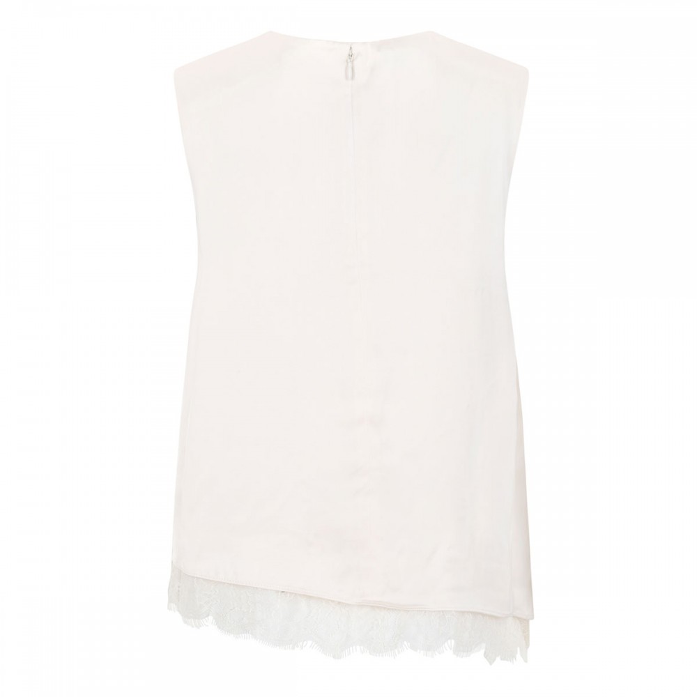 Asymmetric satin lace top